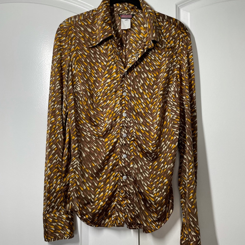 Diesel Vintage Pointed Collar Button Down Shirt size M - Picture 7 of 14